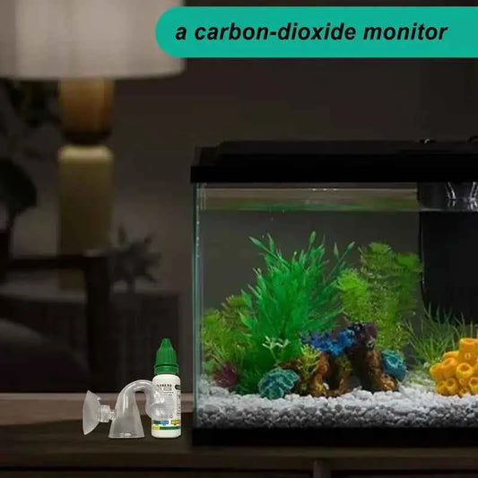 Aquarium CO2 Indicator Solution 15ml Fish Tank Long-Term Monitor CO2 Test PH Liquid ForAquatic Plants (Used with Drop Checker)
