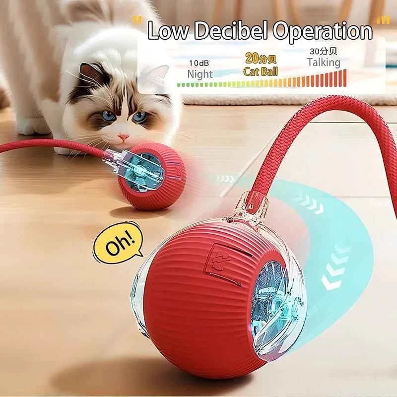 Cat Interactive Ball Toys Automatic Rolling Ball Faux Tail Rechargeable Smart Pet Electric Toy Dog Cat Training Imitate Mouse