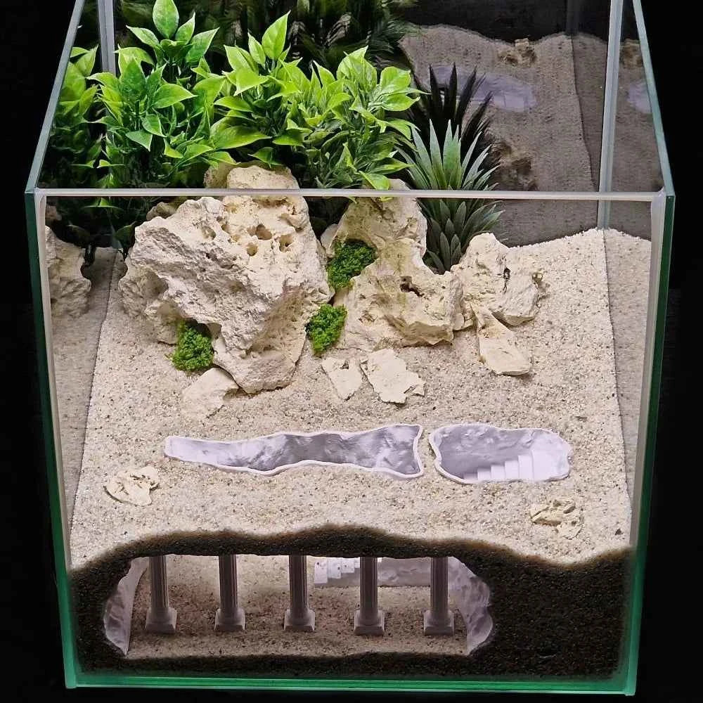 3D Printing Fish Tank Cave Artificial Roman Column Simulated Fish Hiding Shelter Viewing Ports Plastic Aquarium Cave Tunnel