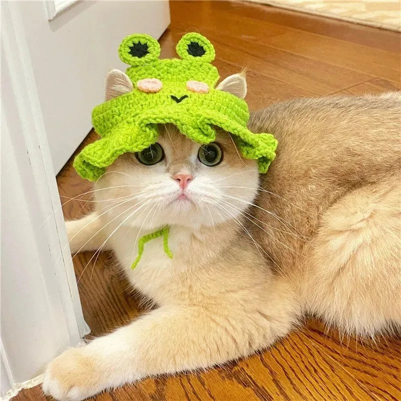 Cat Hats for Pets Handmade Cat Hat Elastic Woven Cap Pet Party Role Playing Headwear Party Photography Props Decoration Cat Acce - Play Paws Toys