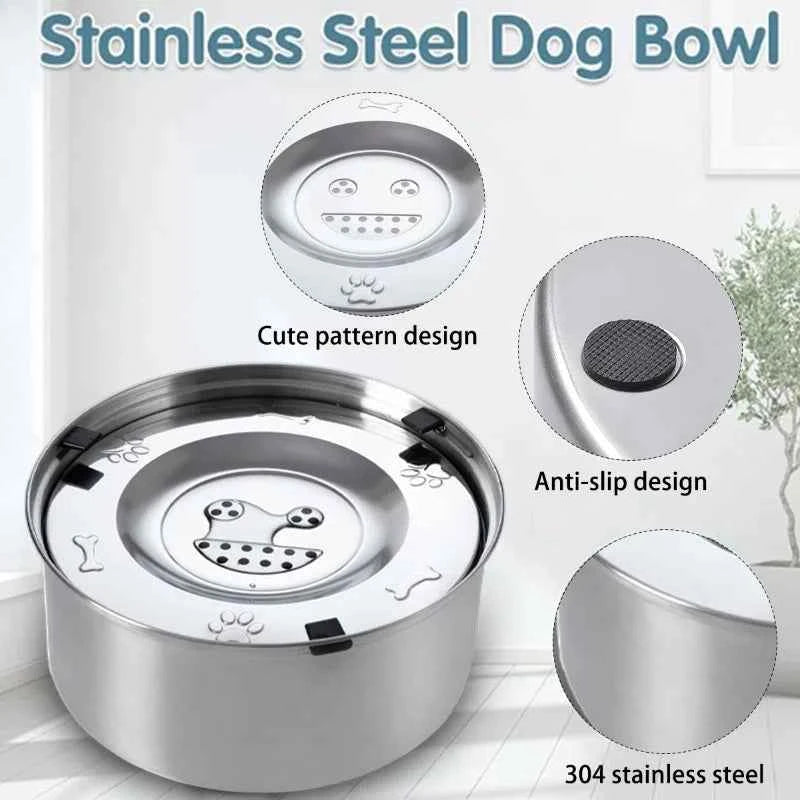 Stainless Steel Dog Floating Bowl No Spill Anti-Splash Non-Slip Pet water dispenser for dogs Big Capacity Dog Feeder Bowl