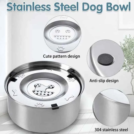 Stainless Steel Dog Floating Bowl No Spill Anti-Splash Non-Slip Pet water dispenser for dogs Big Capacity Dog Feeder Bowl