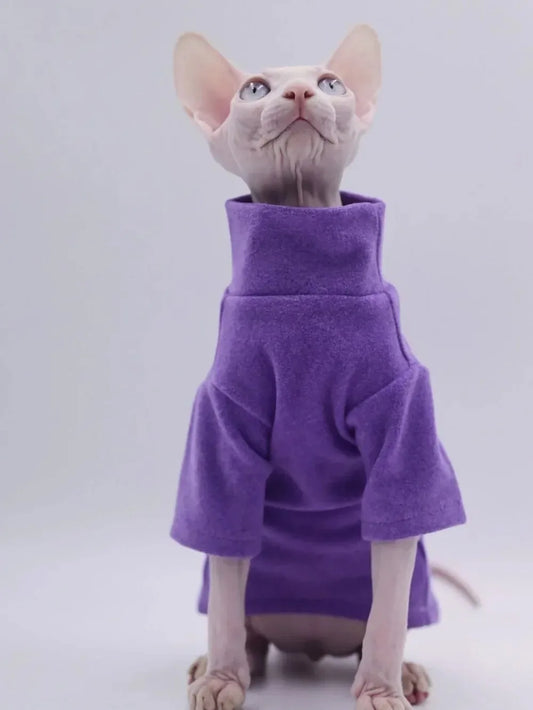 Sphynx Cat Clothes Pet Baby Soft Cotton Winter Cat Outfit for Cornish Solid Color Devon Hairless Cat Sweater Costume Pet Clothes - Play Paws Toys