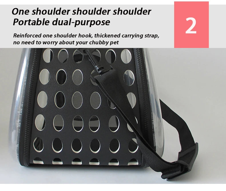 Pet Shoulder Bag Cat Carrier Outdoor Travel Breathable Handbag Puppy & Kitten Capsule Transparent Portable Shoulder Strap Bag - Play Paws Toys