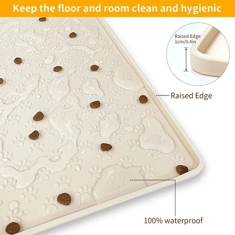 Pet Placemat Cat Dog Drinking Feeding Placemat Feeder Mats Cat Feed Mat Dog Food bowl Mat Silicone Waterproof Pet Bowl Pad - Play Paws Toys