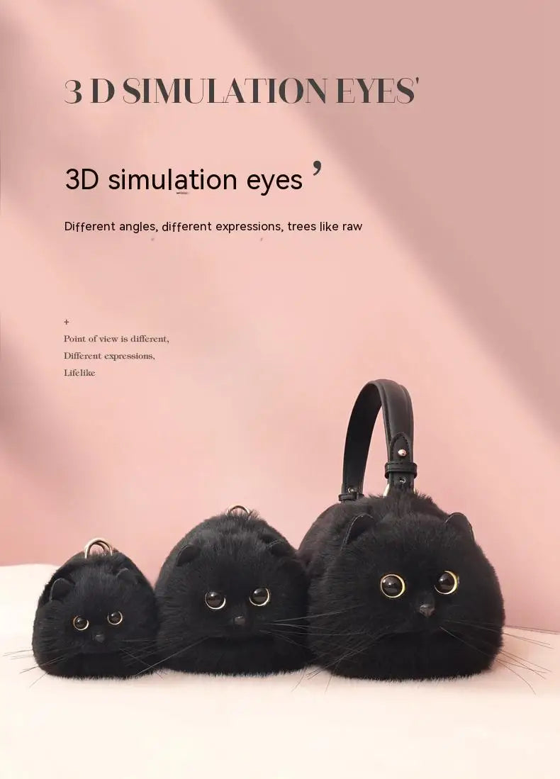 One Shoulder Bag Female Design Small Man Messenger Bag Versatile Hand Made Autumn and Winter Plush Cute Cat Bag - Play Paws Toys