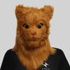 Movable Mouth Cat Head Mask Animal Latex Cute Helmet  Artificial Fur for Halloween Costumes Party Props Adult Size