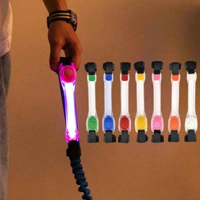 Water Resistant Dog Safety Collar with Multi Color Pendants and LED Light Strip for Night Visibility and Outdoor Use