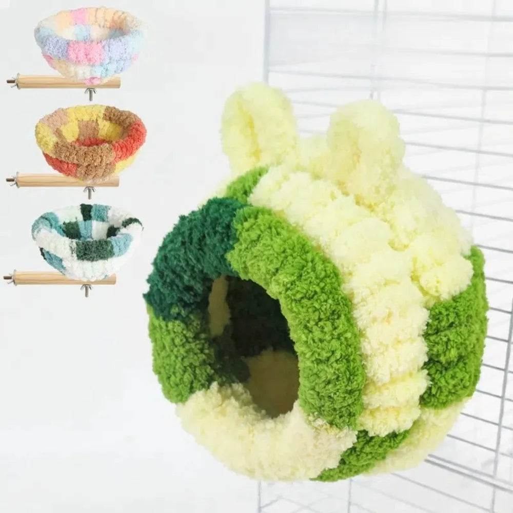 New Warm Winter Bird Nest Colorful Hanging Parrot Hideaway Bird Cage Accessories Small Pet House for Hummingbird
