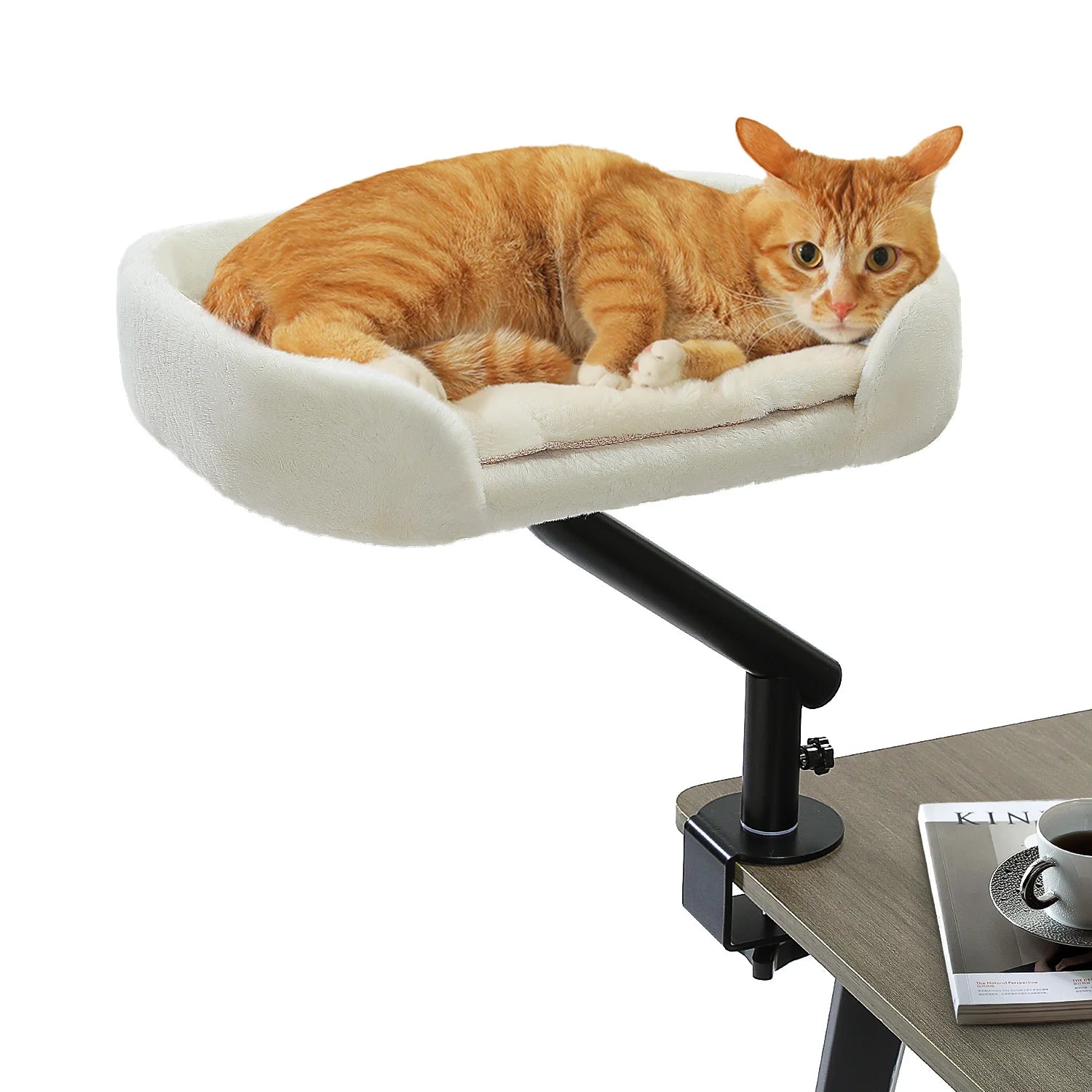 Cat Desk Bed, 360° Rotatable Cat Bed Stand for Indoor Cats, Adjustable Cat Basket, Cats Hammock for Table, Soft Cat Bed for Desk - Play Paws Toys