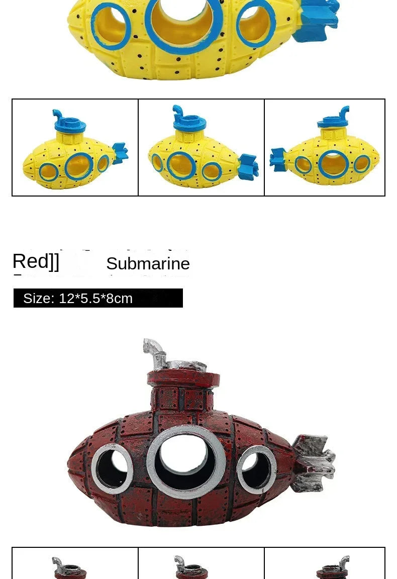 Resin Submarine Ornaments Aquarium Fish Tank Decoration Fish Shrimp Shelter Cave Landscaping Accessories for Aquarium Fish Tank