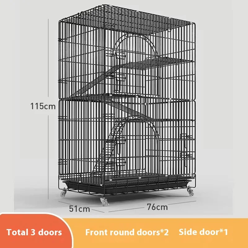 Indoor Cat Villa Cage with Foldable Design Large Multi-Story Cat House Encrypted Pet Cage Furniture for Home - Play Paws Toys