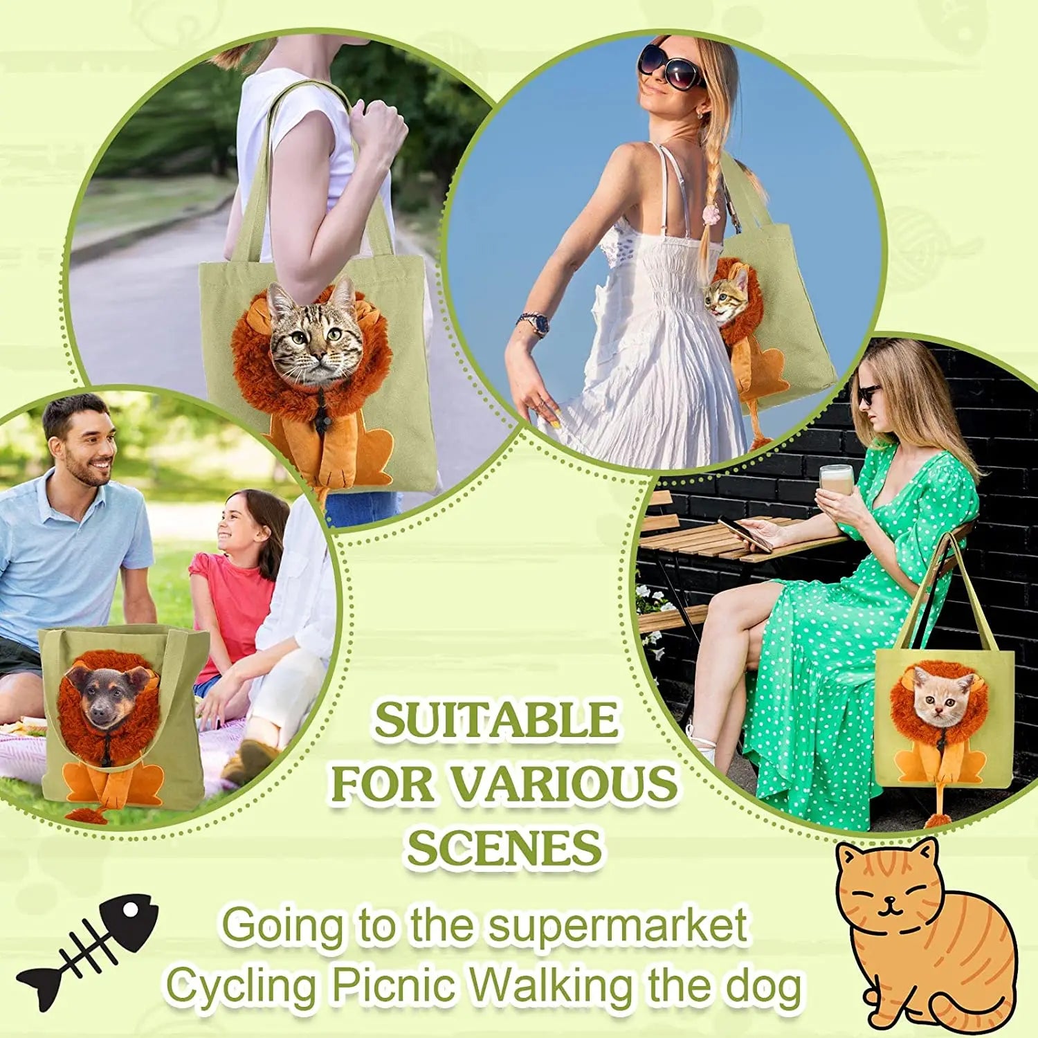 Pet Canvas Shoulder Bag Lion Shaped Carrier For Cat Comfortable Cats Carrying Pouch Handbag Puppy Messenger Bag For Out Travel - Play Paws Toys