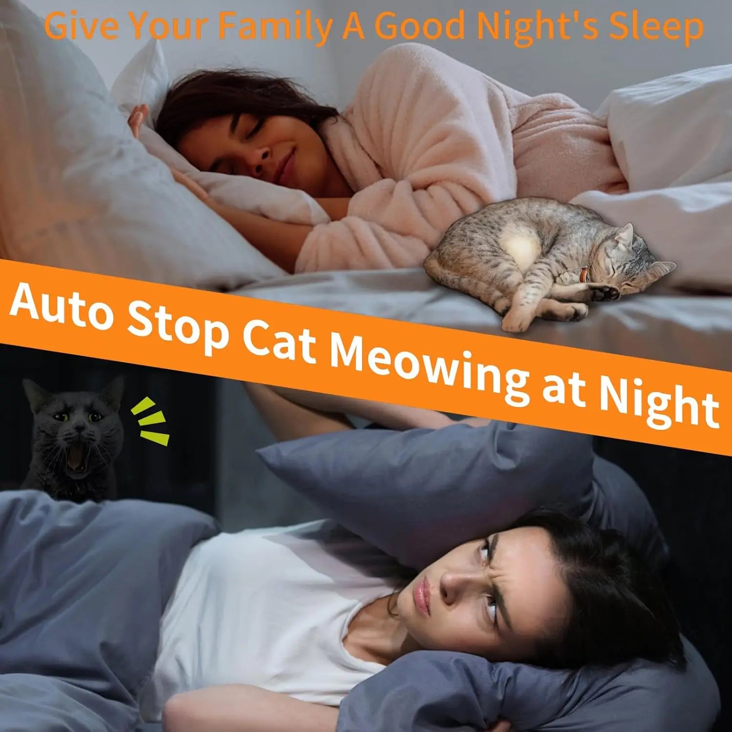 New Cat Shock Collar with Remote, 4 IN 1 Cat Training Collar with Auto Anti-Meow, Beep, Vibration, Safety Shock 4 Modes for Cats