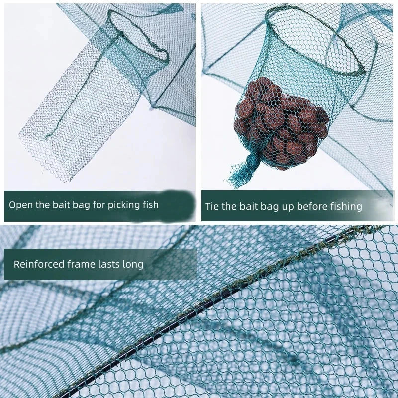 Automatic Fishing Trap Net Umbrella-Shape Capable of Catching Fish Shrimps Crabs Foldable Cages Set Simple Happy Fishing Gear