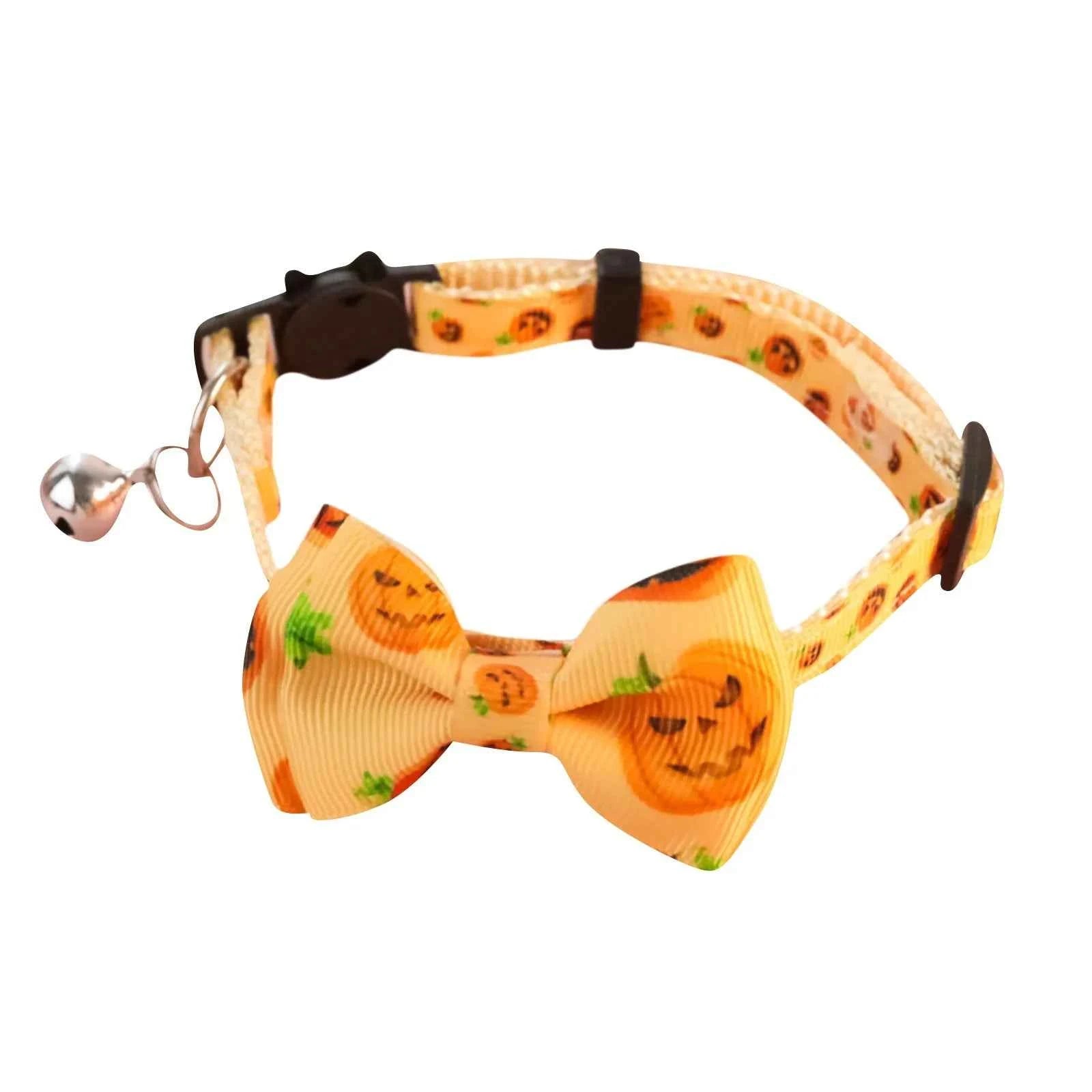 Happy Halloween Cat Collar With Bell Bowknot Puppy Kitten Necklace Adjustable Safety Buckle Strap Chihuahua Bow Tie Pet Supplies