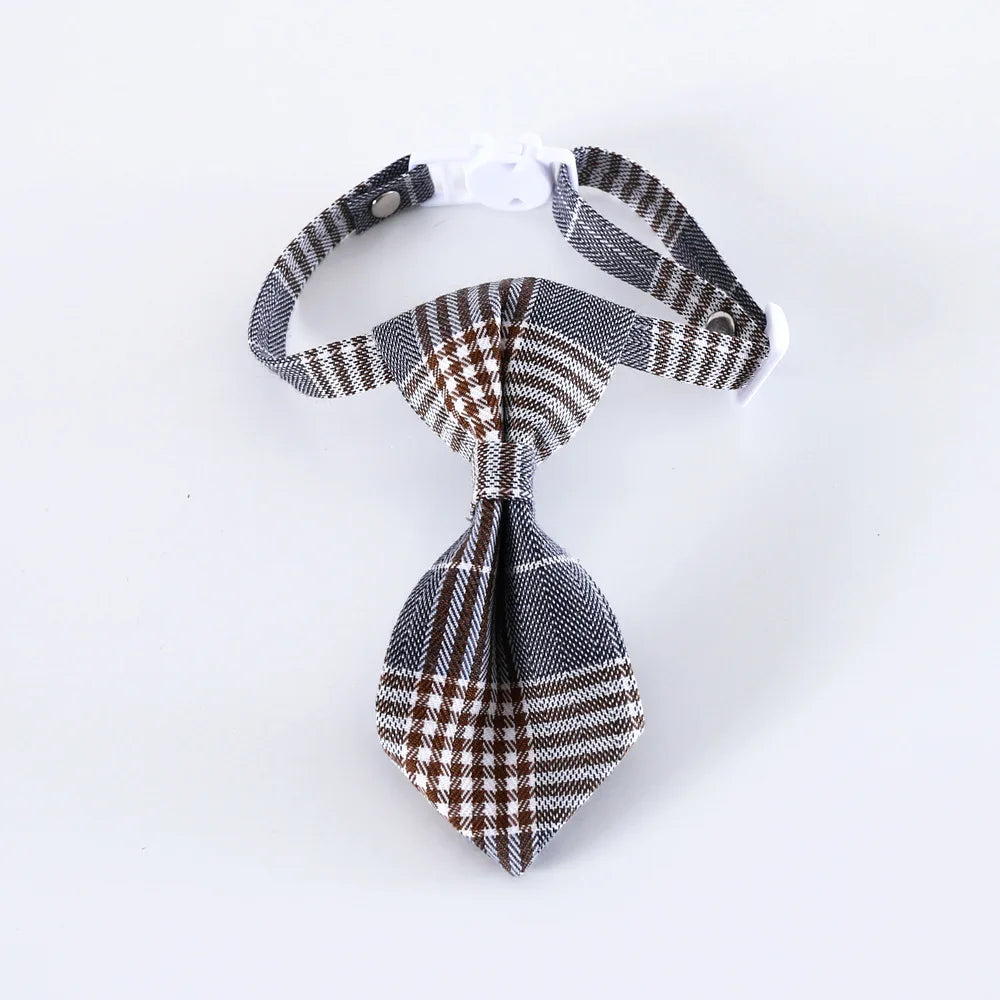 Pet Accessories for Dogs Cats Bowtie British Style Puppy Plaid Tie Breakaway Bowknot Collar for Small Dog Cat Gentleman Costume - Play Paws Toys