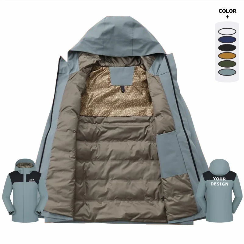 Graphene Windproof Jacket Men Winter New Fashion Thickened Outdoor Mountain Hiking Customizable Hooded Overcoat Casual Clothes