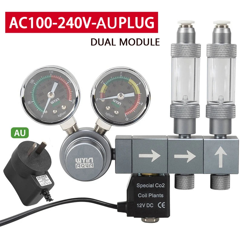 Aquarium CO2 regulator Solenoid valve Quick plug interface Bubble meter Fish tank control system CO2 pressure reducing valve