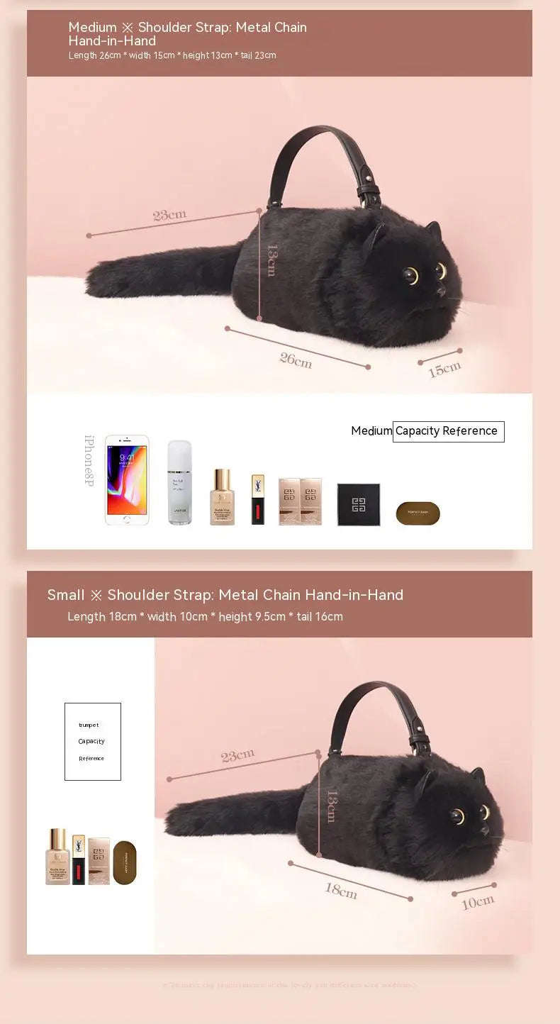 One Shoulder Bag Female Design Small Man Messenger Bag Versatile Hand Made Autumn and Winter Plush Cute Cat Bag - Play Paws Toys