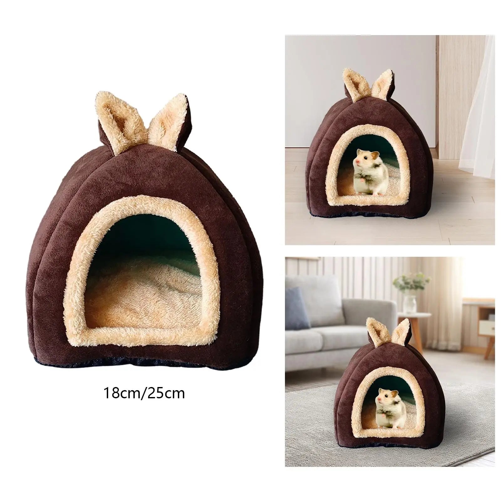 Small Animal Pet House Bed Bedding Cuddle Winter Nest Rabbit Cage Nest for - Play Paws Toys