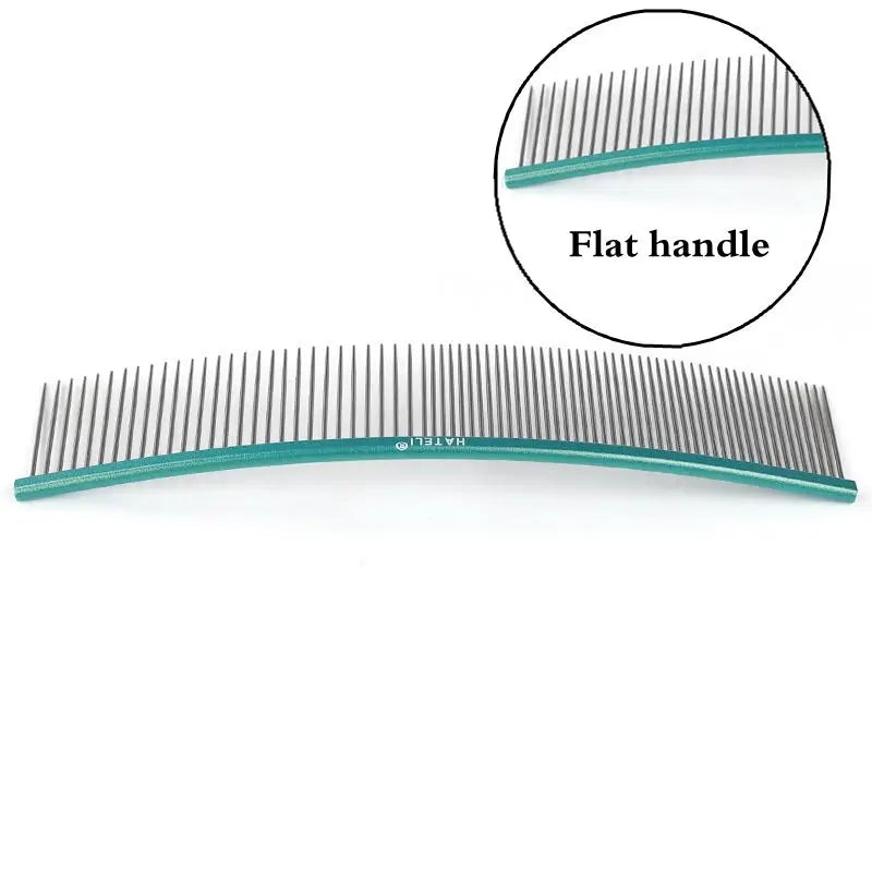 19cm Pet Curved Comb Stainless Combs Professional Pet Grooming Comb Dense Sparse Teeth Dog Cat Cleaning Brush Open Knot Combmb