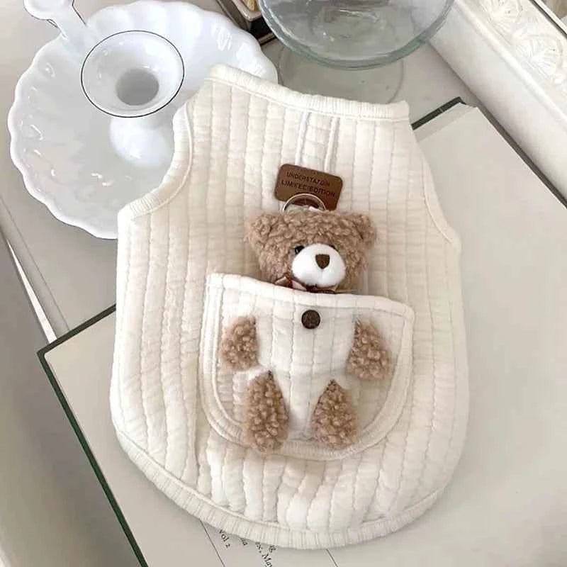 Puppy Clothes Autumn Winter Cat Fashion Desinger Vest Pet Cute Cartoon Soft Shirt Small Dog Harness Chihuahua Poodle Yorkshire