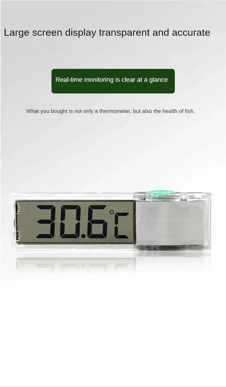 Aquarium Digital Wireless Thermometer Transparent LCD Display Temperature Gauge External Stick-on Electronic Water Thermometer