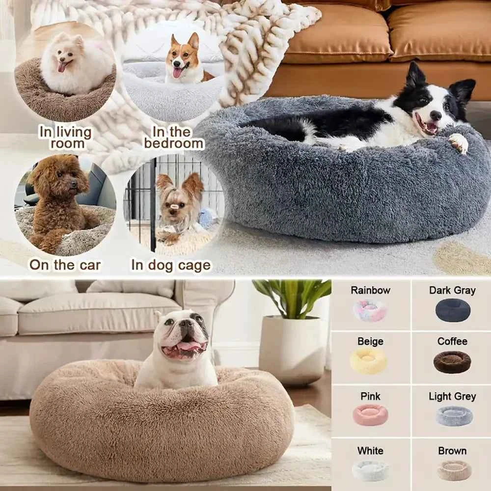 Round Large Dog Bed Winter Warm Plush Dog Bed for Medium Dog House Sleeping Dog Kennel Removable Small Cat Sofa Accessories