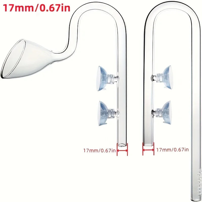 High Borosilicate Glass Lily Pipe Inflow Outflow - Fish Tank Water Surface Skimmer Filter for Crystal Clear Planted Aquariums