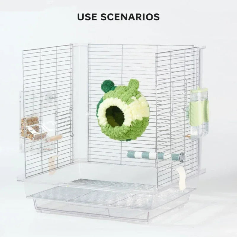 새장 Warm Bird Nest Winter House Hanging Hammock Cage Accessories Plush Hideaway for Parrot Hummingbird Decoration Bird Cages