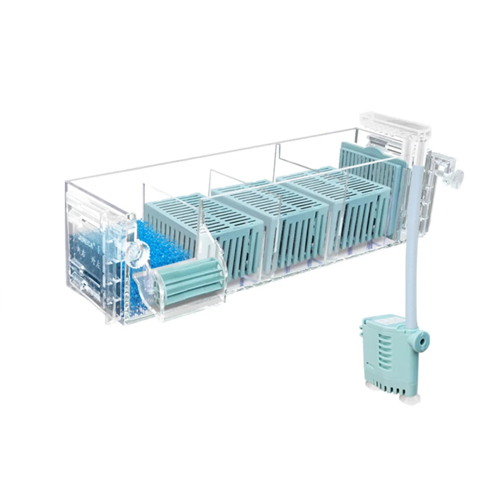 Aquarium Wall-Mounted Waterfall Filter Roller, ,Circulating Oxygen genation,Multi-Layer Fish Tank Top Filter New