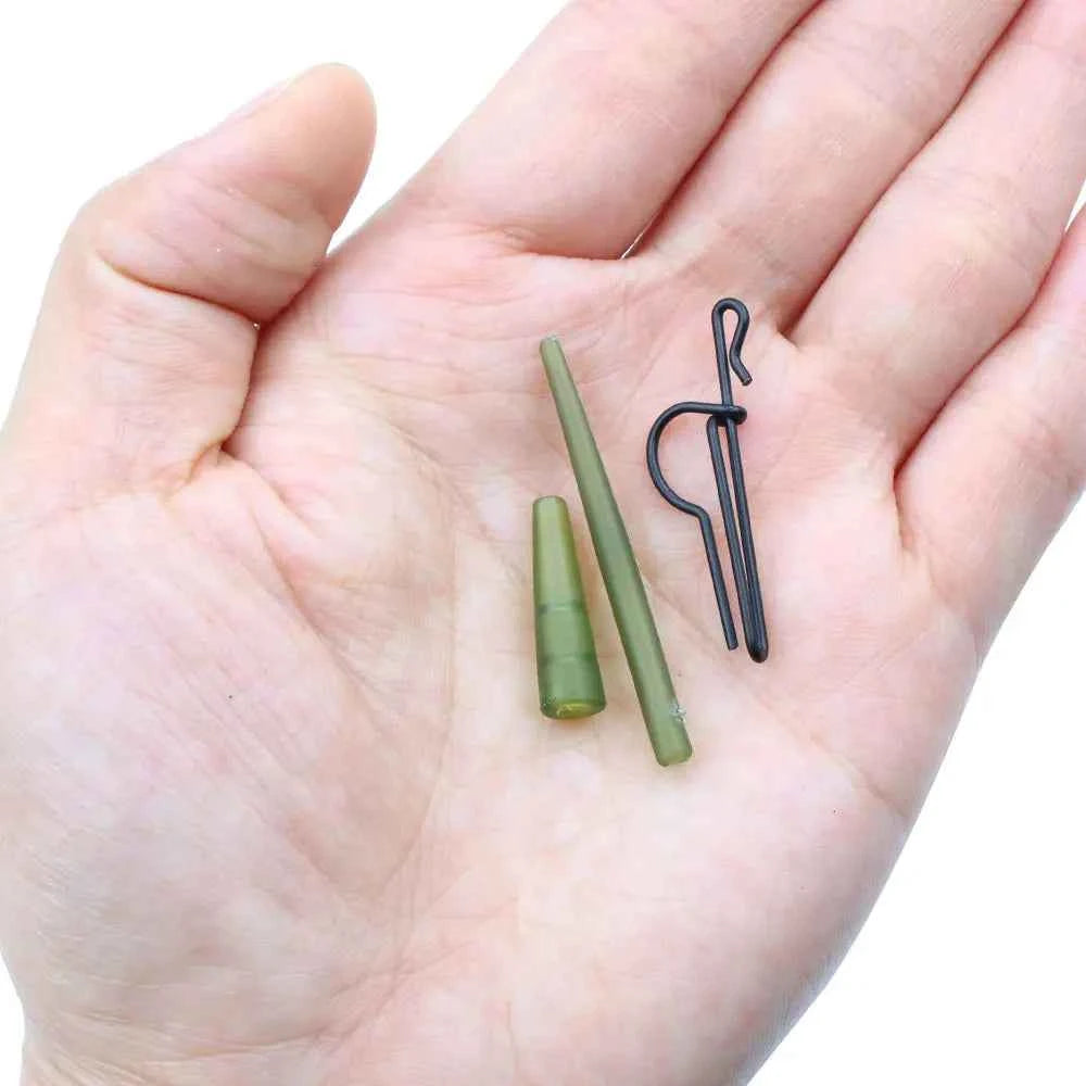 10 Set Carp Fishing Rig Tackle Set Anti Tangle Sleeve Quick Change Clips For Carp Coarse Hair Rig Making Accessories Tackle