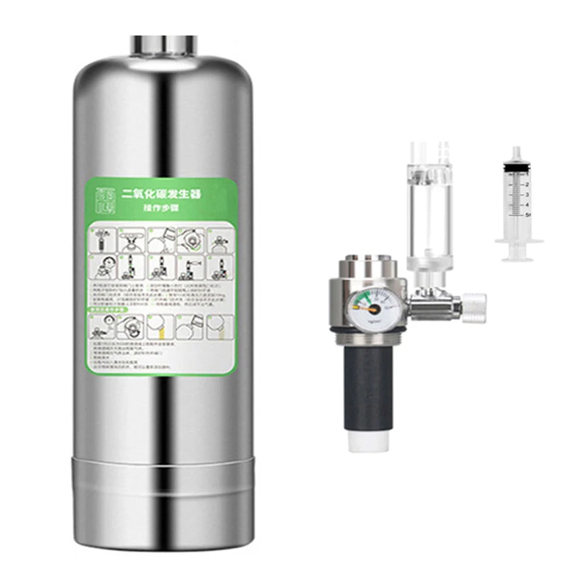ZRDR Aquarium CO2 Generator Bubble Counter Electromagnetic Valve Steel Cylinder Raw Material Reaction Water Grass CO2 Generator