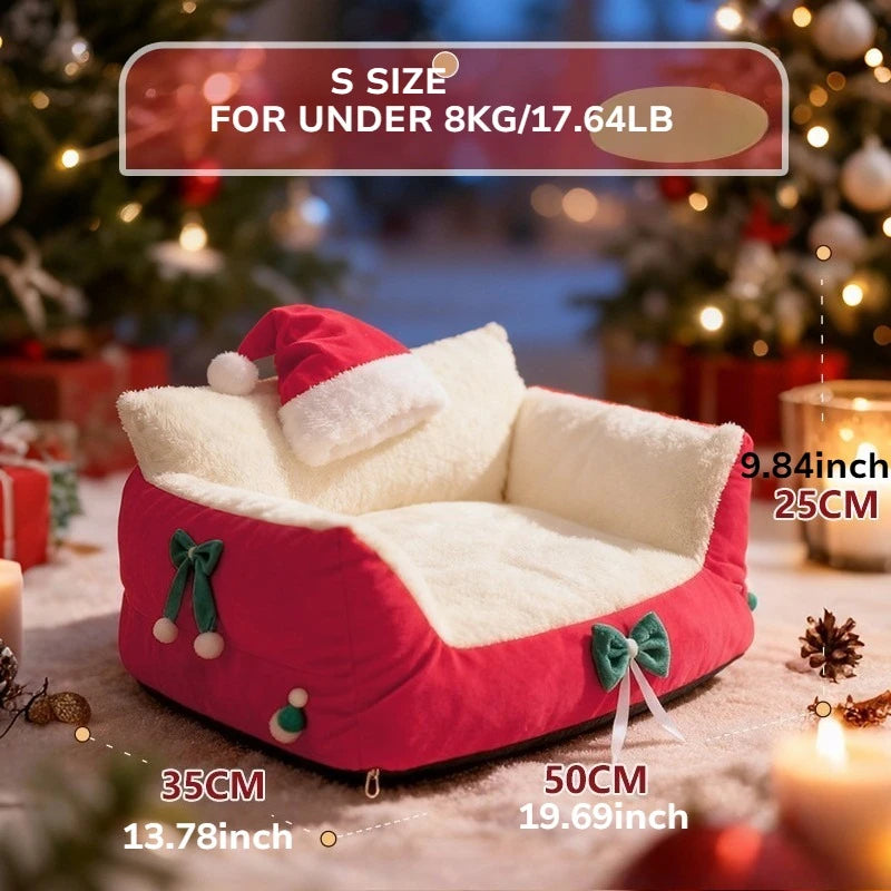 Winter Warm Cat Bed Large Size Removable Washable All Season Pet Sofa Christmas Cat House for Pets - Play Paws Toys