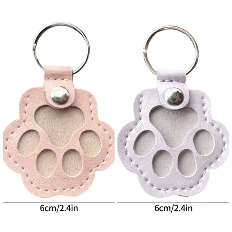 Memorial Leather Pet Hair Storage Bag Cat Paw Keychain Kitten Souvenir Fur Container Pendant Portable Handmade Key Accessories
