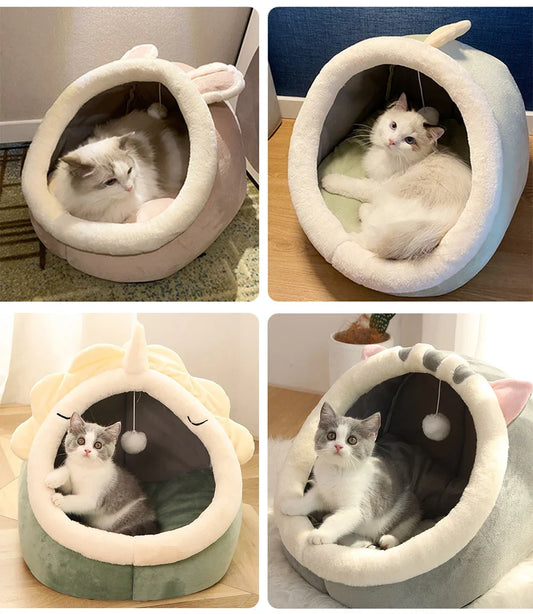 Washable pet lounger cushions, cat mat beds, warm and soft baskets, cozy warm cat kennels, house tents, small pet dogs, winter - Play Paws Toys