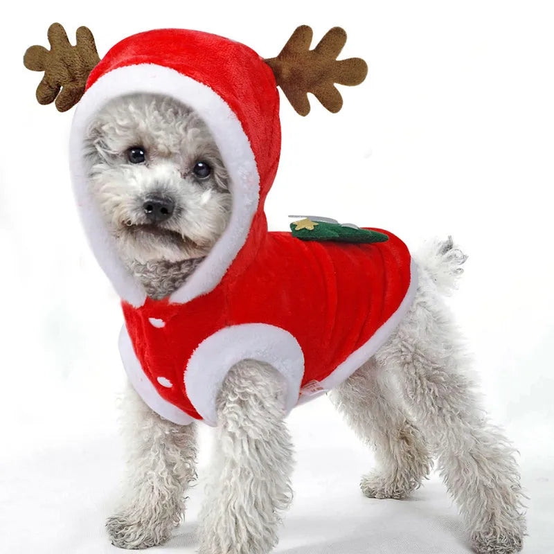 1pc Cat Christmas Clothes Winter Warm Pet Clothes for Small Medium Dogs Elk Santa Claus Dog Cats Coat Christmas Dogs Costume - Play Paws Toys