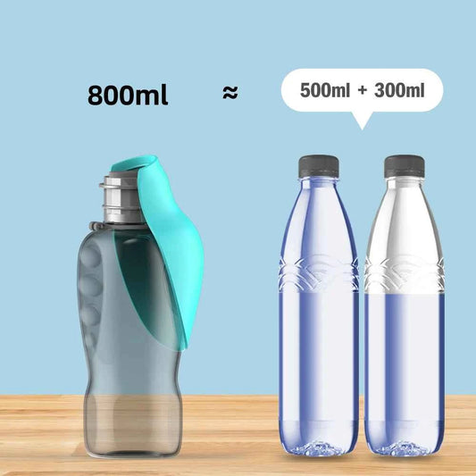 800ML Portable Travel Pet Water Bottle Plastic Leakproof Integrated Drinking Bowl for Small Large Dog Outdoor Walking Drinking