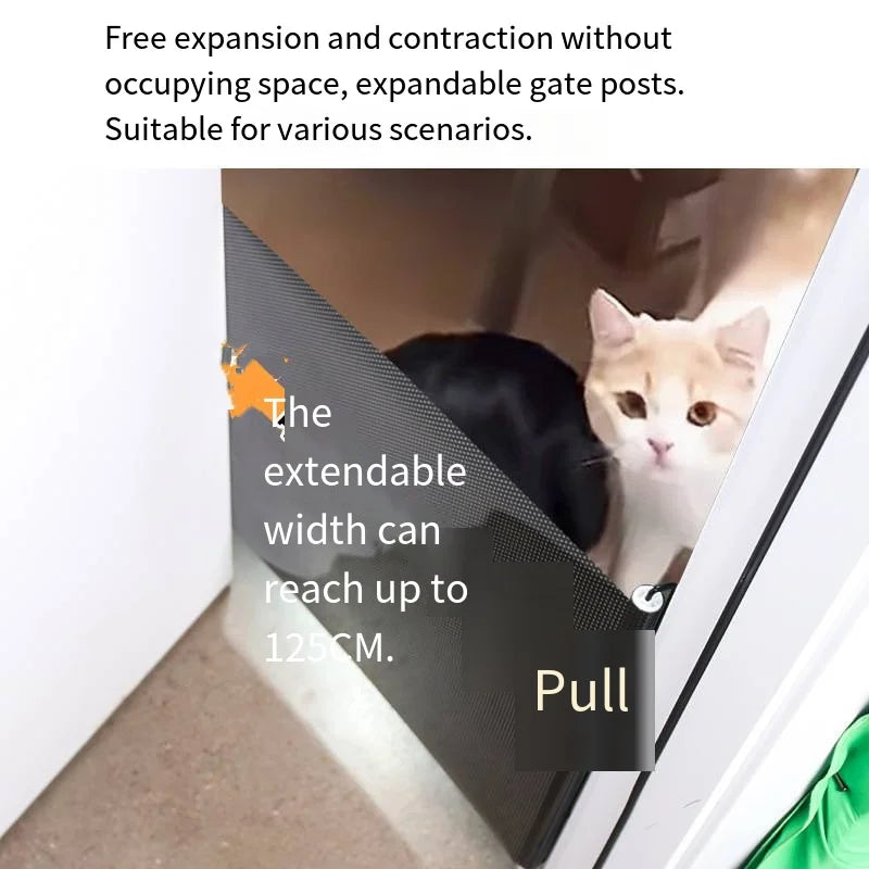 Extensible indoor cat and dog door for pet isolation network  new foldable breathable net ladder  safety fence with hooks