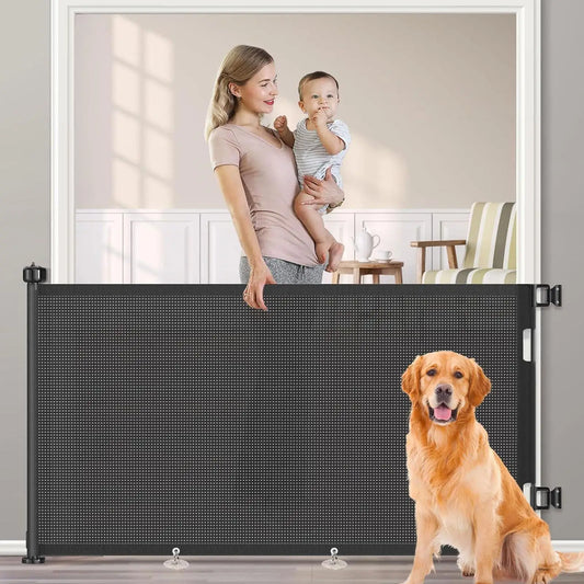 Retractable Gate Indoor Retractable Pet Gates for Dogs Stair Door Partition Childproof Net Cat Baffle No-Drill for Deck Kitchen - Play Paws Toys