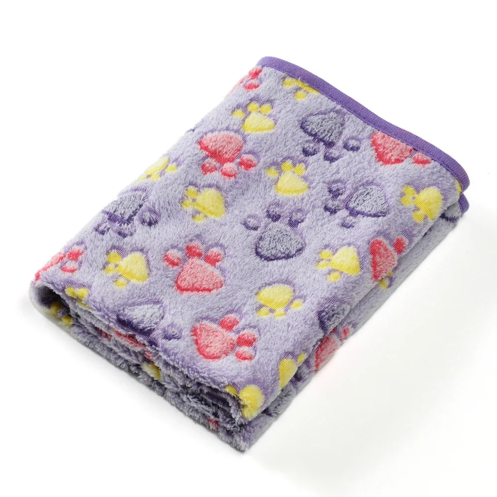 Warm Pet Cat Blanket Autumn Winter Cozy Thicken Fleece Kitten Footprint Bed Mat for Small Medium Big Cats Dog Chihuahua Supplies - Play Paws Toys