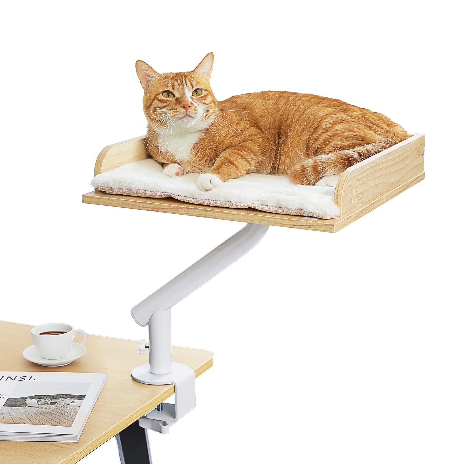Cat Desk Bed, 360° Rotatable Cat Bed Stand for Indoor Cats, Adjustable Cat Basket, Cats Hammock for Table, Soft Cat Bed for Desk - Play Paws Toys