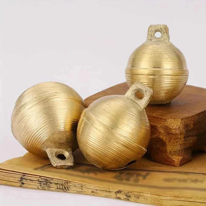 Vintage Brass Livestock Bell for Cattle Sheep & Horses - Loud Retro Copper Bell with Hammered Texture Durable Metal Design