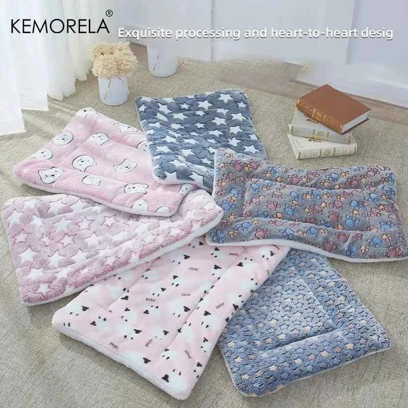KEMORELA Flannel Pet Sleeping Mat Dog Bed Winter Puppy Bed Dog Sofa Mattress Cushion for Small Large Dog Blanket Pet Supplies