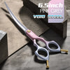 Fenice Professional JP440C&VG10 Colorful 6.0 6.5 Inch Curved Grooming Scissors Pet Scissor for Dogs Cats
