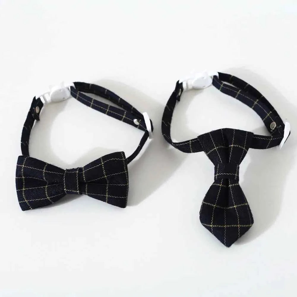 Pet Accessories for Dogs Cats Bowtie British Style Puppy Plaid Tie Breakaway Bowknot Collar for Small Dog Cat Gentleman Costume