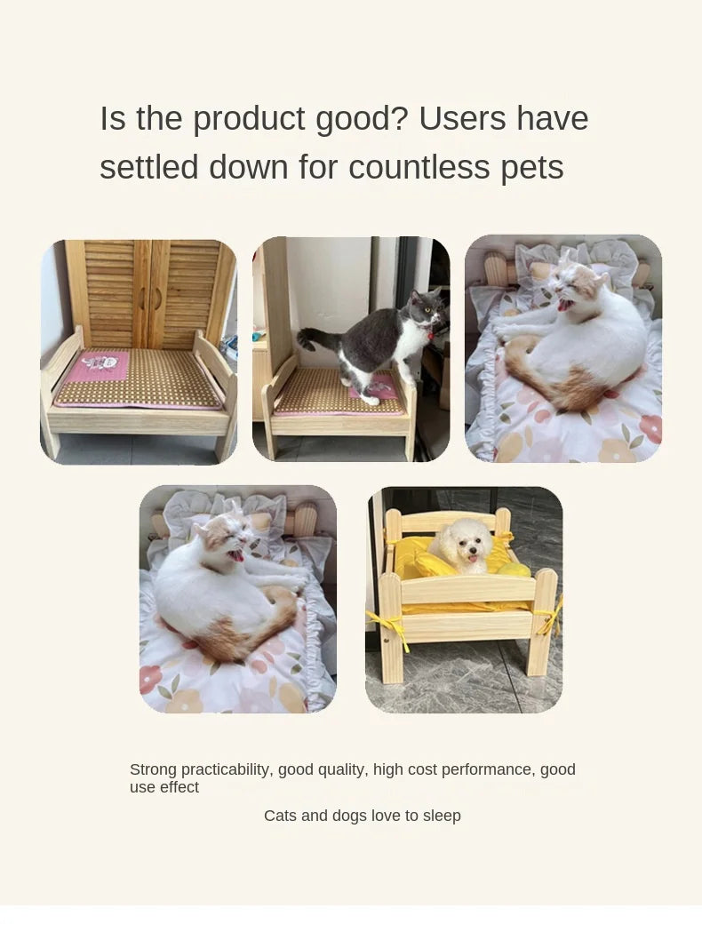 summer and winter four-season universal floor-standing wooden removable and washable princess bed cat bed - Play Paws Toys