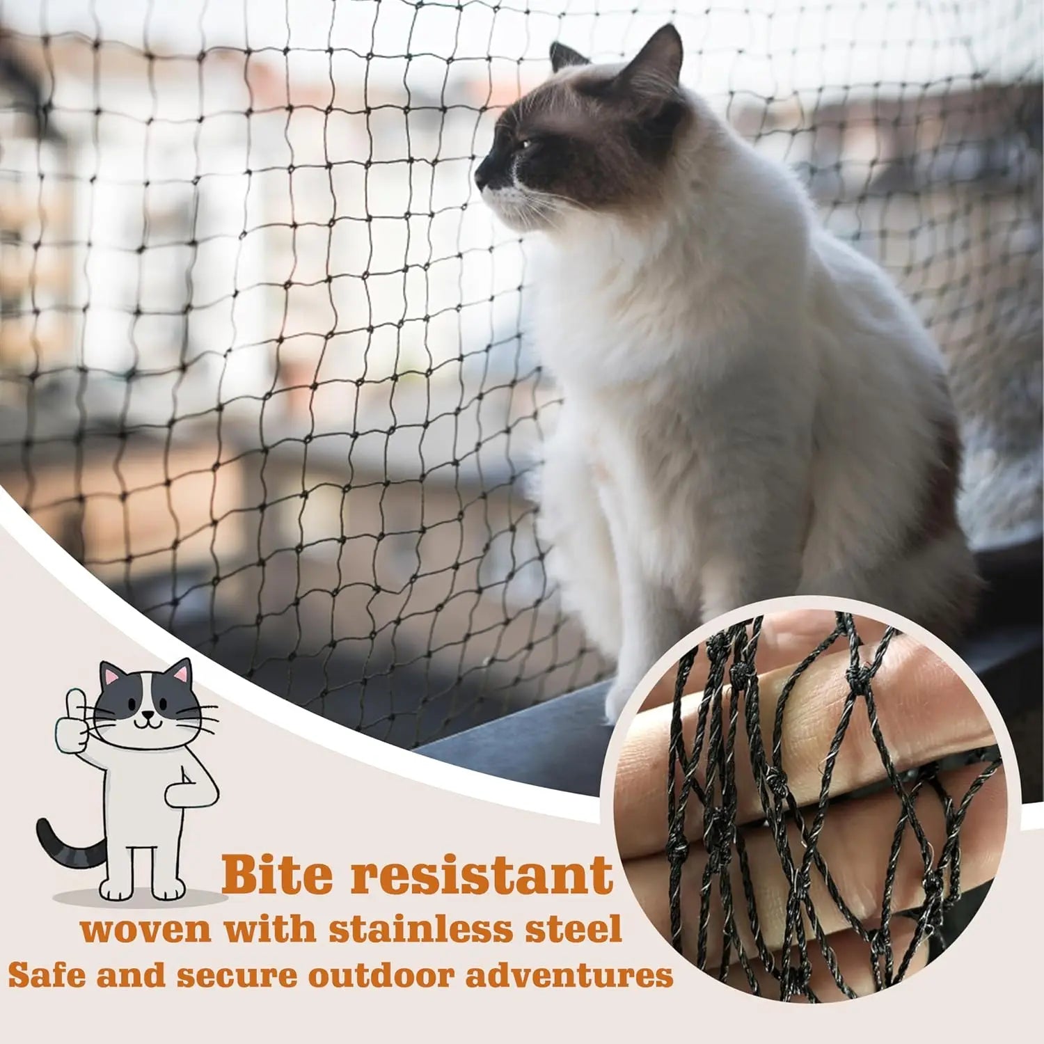 Steel Wire Reinforced Cat Netting for Balcony,Cat Anti-Fall Net,Garden Net Anti Bird Netting with Wire for Windows,Stair Lawn - Play Paws Toys