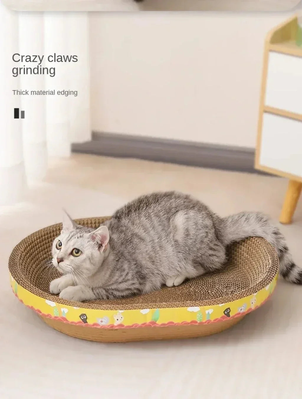 Cat Scratching Board Protect Furniture Grinding Claw Toys Oval Corrugated Paper Wear-resistant Cat Nest Cat Accessories - Play Paws Toys